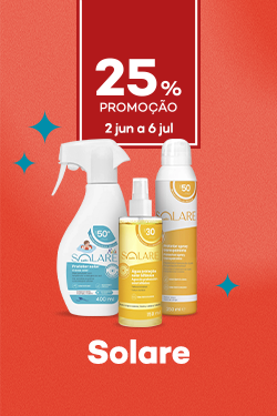 Protetores Solares da marca Solare com destaque promocional de 25% direto - de 21 abril a 1 junho